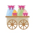drawing cart with differents easter egg bow Royalty Free Stock Photo