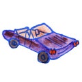 drawing cartoon kids watercolor convertible on a white backgroun