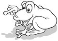 Drawing of a Cheerful Frog from Profile Pointing his Finger Royalty Free Stock Photo