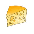 drawing cheese emmental isolated at white background