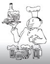 Drawing of chef or waiter