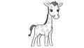 Drawing for children's coloring book cute giraffe. Illustration winter line on white background Royalty Free Stock Photo