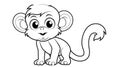 Drawing for children's coloring book cute monkey. Illustration winter line on white background Royalty Free Stock Photo