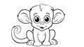 Drawing for children's coloring book cute monkey. Illustration winter line on white background Royalty Free Stock Photo