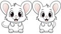 Drawing for children's coloring book cute mouse. Illustration winter line on white background Royalty Free Stock Photo