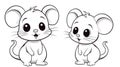 Drawing for children's coloring book cute mouse. Illustration winter line on white background Royalty Free Stock Photo