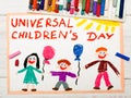 Drawing: Children`s day card. Royalty Free Stock Photo