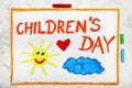Drawing: Childrens day card Royalty Free Stock Photo