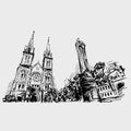 Drawing of church in Ho Chi Minh city Royalty Free Stock Photo
