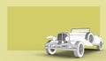 Drawing Classic and retro car Yellow Background