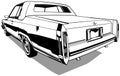 Drawing of a Classic Vintage Car American Limousine from Rear View