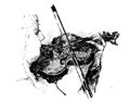 Drawing of the classical musician plays instrument hand draw Royalty Free Stock Photo