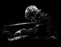 Drawing of the classical musician plays piano instrument