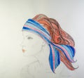 The drawing of clothes colored pencils on paper