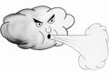 Drawing of a cloud with face blowing a wind