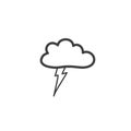 Drawing clouds with lightning. symbol of a thunderstorm. Vector drawing in the style of doodle.