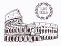 Drawing of Coliseum, Colosseum illustration in Rome, Italy Royalty Free Stock Photo