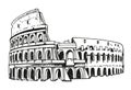 Drawing of Coliseum, Colosseum illustration in Rome, Italy