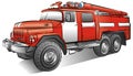 Drawing of color fire-engine