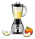 Drawing color kitchen blender with Apple juice