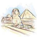 Drawing color pyramids and Sphinx in Giza, Egypt Royalty Free Stock Photo