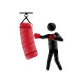 Drawing colored silhouette boxer trainer punching bag