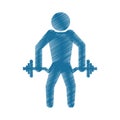 Drawing colored silhouette strong man dumbbell Royalty Free Stock Photo