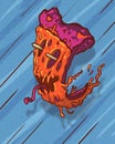 Colorful flying pizza slice in skate surf art urban hardcore style - digital fantasy illustration