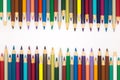 Drawing colorful wooden pencils on white background Royalty Free Stock Photo