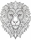 Drawing page art design lion abstract illustration coloring wild doodle animal Royalty Free Stock Photo