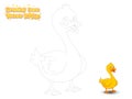 Drawing and Coloring Cute Cartoon Duck. Educational Game for Kid