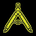 Drawing compass, divider for sketching. Engineer and designer tool. Pixel silhouette icon. Simple Royalty Free Stock Photo