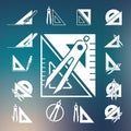 Drawing compass icon set