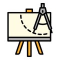 Drawing compass plan icon, outline style Royalty Free Stock Photo