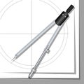 Drawing compasses. Drawings on paper. Vector illustrations