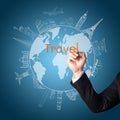 Drawing the concept travel around the world Royalty Free Stock Photo