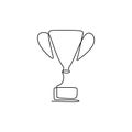 drawing a continuous line of award trophies for the champions