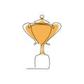 drawing a continuous line of award trophies for the champions