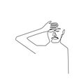 drawing a continuous line of facial expressions Royalty Free Stock Photo