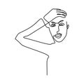 drawing a continuous line of facial expressions Royalty Free Stock Photo