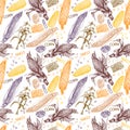 Corn colored outline seamless pattern Royalty Free Stock Photo