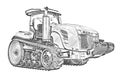 Drawing of the crawler agricultural tractor, side view