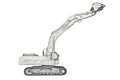 Drawing of the crawler excavator, side view Royalty Free Stock Photo