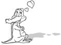 Drawing of a Cute Amorous Crocodile with Hearts Royalty Free Stock Photo