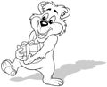 Drawing of a Cute Smiling Teddy Bear Holding a Gift in his Paws