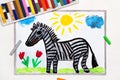 drawing: Cute smiling zebra,