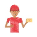 drawing delivery man package service Royalty Free Stock Photo