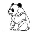 A drawing depicting a seated panda bear, done in a continuous style with only black and white colors. Royalty Free Stock Photo