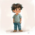Young Boy Standing With Hands in Pockets Royalty Free Stock Photo