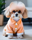 drawing of a dog in peach colored clothes Royalty Free Stock Photo